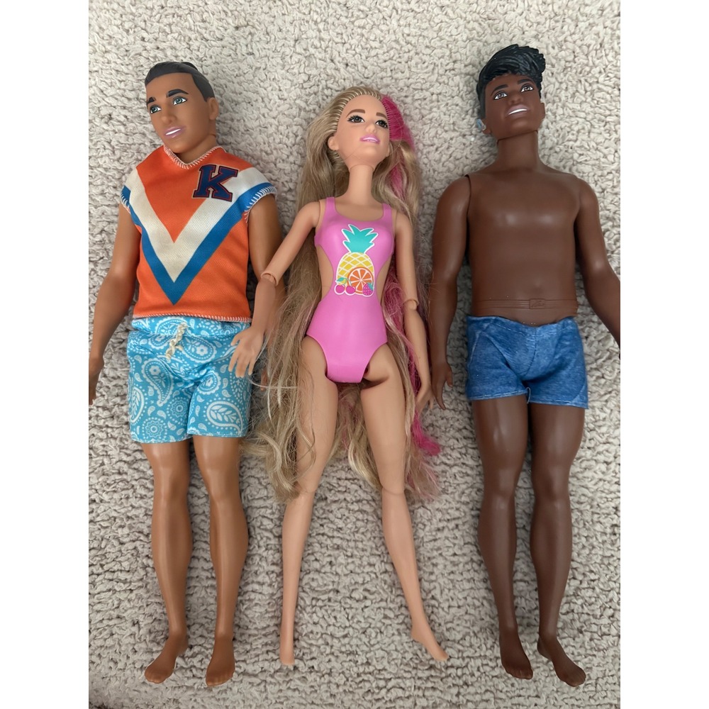 Mattel Barbie and Ken Doll Lot 3pc Beach Summer Fashionistas 2018 2020